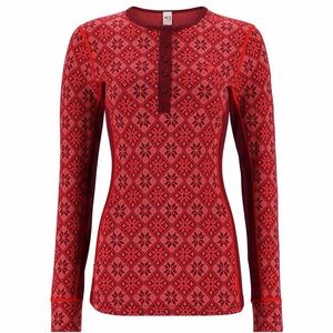 Kari Traa Red Patterned Long Sleeve Base Layer